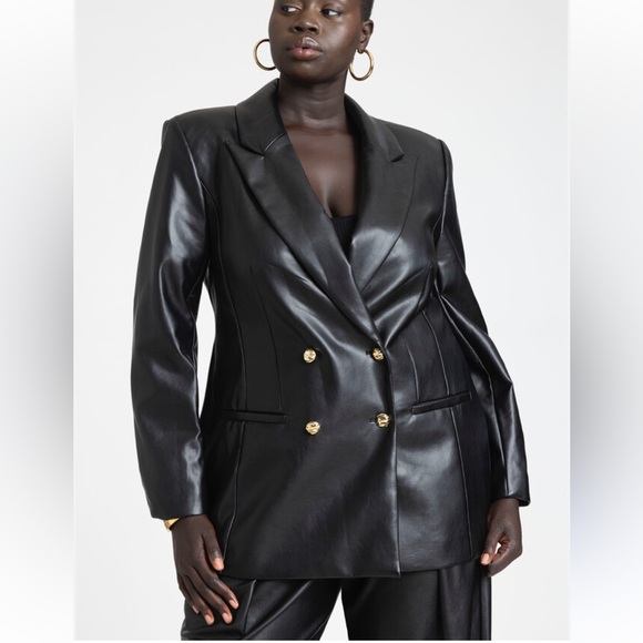 NWT Eloquii Faux Leather double breasted blazer size 20 - Picture 6 of 6